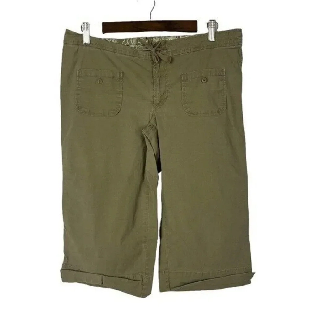 Lucy Khaki Brown Y2K Wide Leg Pedal Pusher Capri Pants M